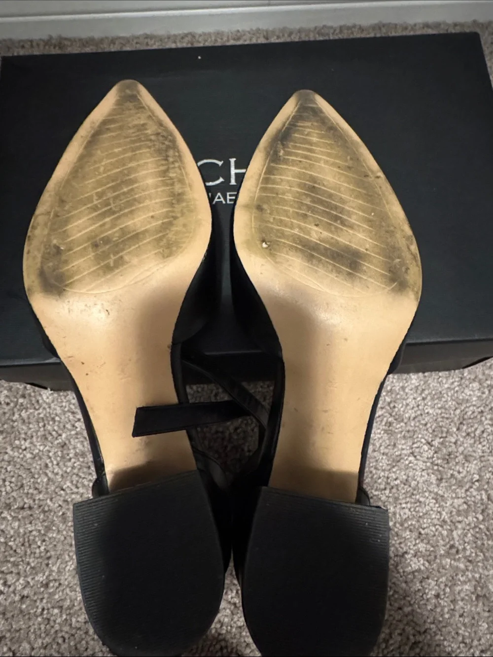Michael by Michael Shannon Black Pointed Ankle-Strap Block Heels
